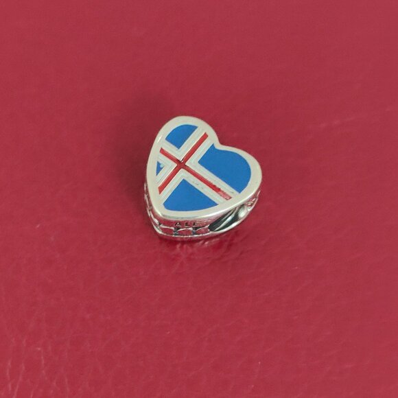 Pandora Iceland Flag Heart Charm Bead S925 Silver with box - Picture 6 of 6